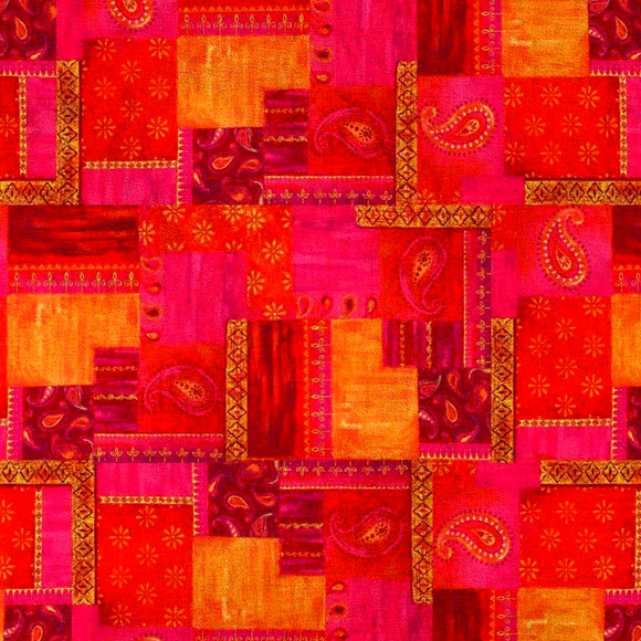 Made in USA Throw Blanket Paisley Patchwork Pink Orange 50x60" NEW - A5576 - Picture 3 of 3